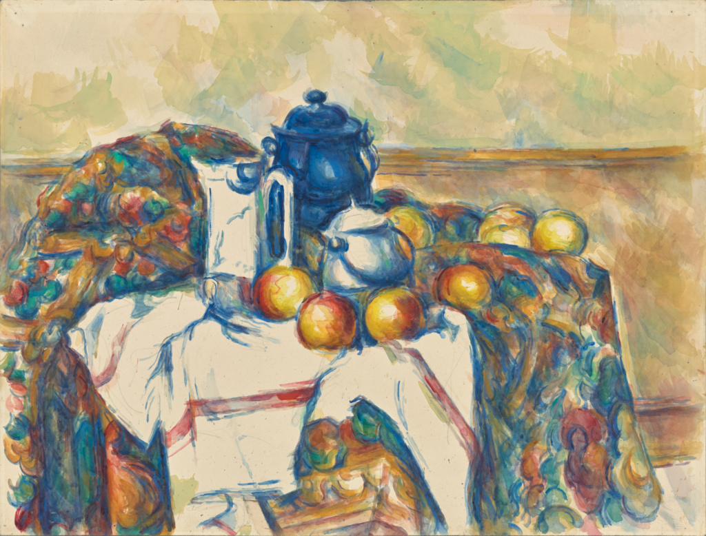 'Bodegón con bote azul' de Paul Cézanne. Imagen: Museo Getty. 'Bodegón con bote azul' de Paul Cézanne. Imagen: Museo Getty.