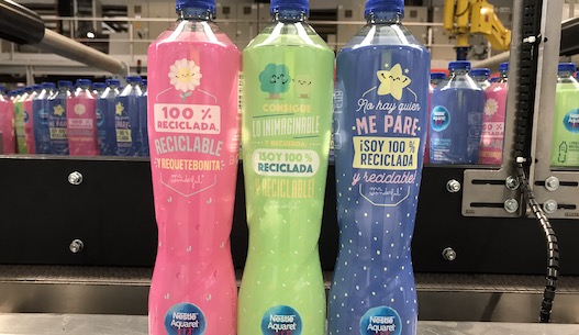 Botellas de agua con plastico reciclado con pajita, deportivas