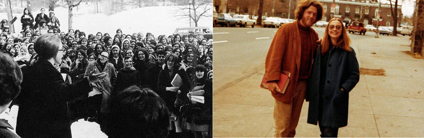 Hillary en Wellesley (Imagen de Karin Rosenthal) y junto a Bill en Yale/Fotos: Hillary for President Hillary en Wellesley (Imagen de Karin Rosenthal) y junto a Bill en Yale/Fotos: Hillary for President