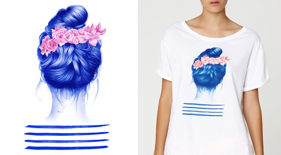 Diseño para camiseta de Oysho. Imagen: nuriariaza.com Diseño para camiseta de Oysho. Imagen: nuriariaza.com