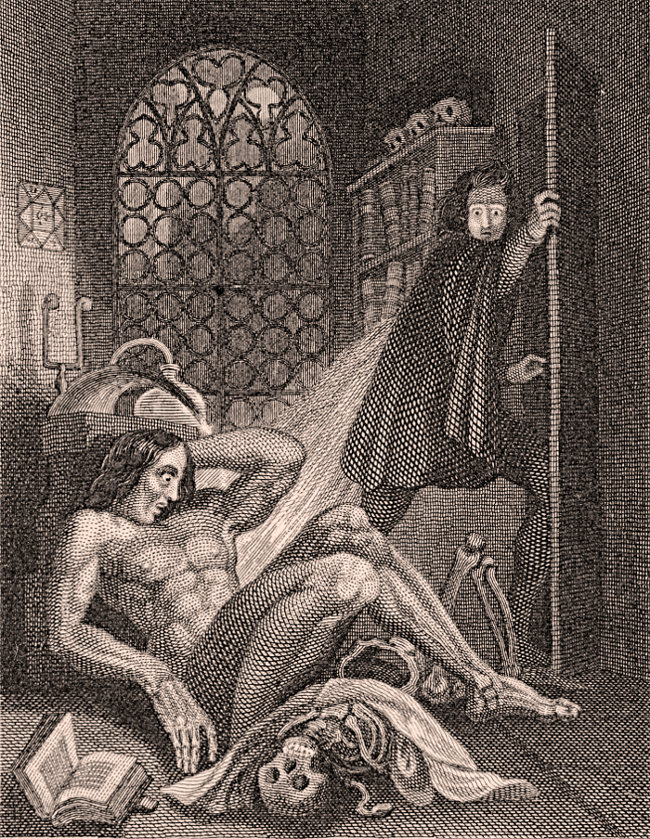 Ilustración del doctor Frankenstein junto a su creación (Edición de 1831). Imagen: Theodore Von Holst / Tate Britain Ilustración del doctor Frankenstein junto a su creación (Edición de 1831). Imagen: Theodore Von Holst / Tate Britain
