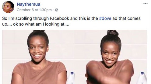 Dove Anuncio racista Facebook Octubre 2017 MKN Dove Anuncio racista Facebook Octubre 2017 MKN